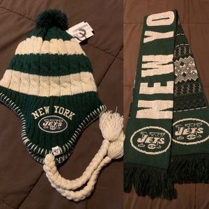 NWT Official NFL sherpa lined flap hat and scarf